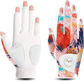 FINGER TEN Stylish Golf Gloves Women with Ball Marker 1 Pack for Left or Right Hand, Breathable Glove with Fashion Patterns for Ladies Right Left Handed Golfer