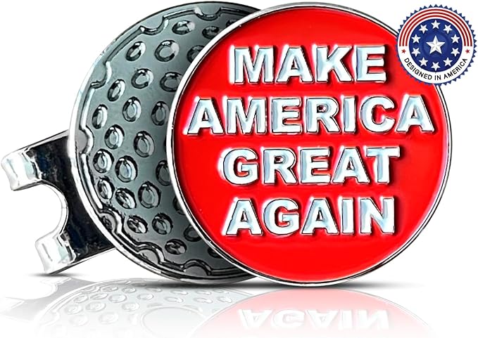 wolph American Golf Ball Marker - Magnetic Hat Clip – Funny Golf Gifts, Golf Accessories for Men Women – Premium Iconic Red, Easy to Spot