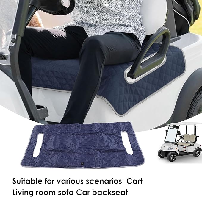 Asixxsix Heated Golf Cart Seat Cover, 51.97x31.50 inch USB Type C 4 Zone Heating Water Proof Washable Plush Seat Towel Blanket Warmer for 2 Person, All Weather Outdoor Use