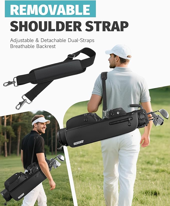Findway Small Golf Bag Lightweight Pitch and Putt Golf Bag with Stand, Adjustable Dual Straps, Golf Stand Bag for Extra Storage in a Smaller Size, Golf Gifts for Men and Women
