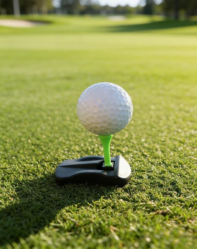 Hinged Turf Base V3 - Golf Turf Tee for Artificial Turf-Includes Pre-Cut Tee Variety Packs, with Five Replacement Ball Nails, 10-Second Quick Ball Setup, Complete Tee System for Every Club