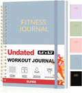 Fitness Journal Workout Planner for Women & Men, A5 (6.4" x 8.3") Workout Journal Log Book Planner Gift for Track Gym Essentials, Home Workouts, Track Progress, Achieve Wellness Goals, Grey Blue