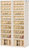 Portable Extra Large Folding Shoe Rack Set of 2, Shoe Organizer Storage Box for Closet With Magnetic Clear Door, Shoe Storage Cabinet for Living Room, Entryway(9 layers—18 Pairs, Style-B)