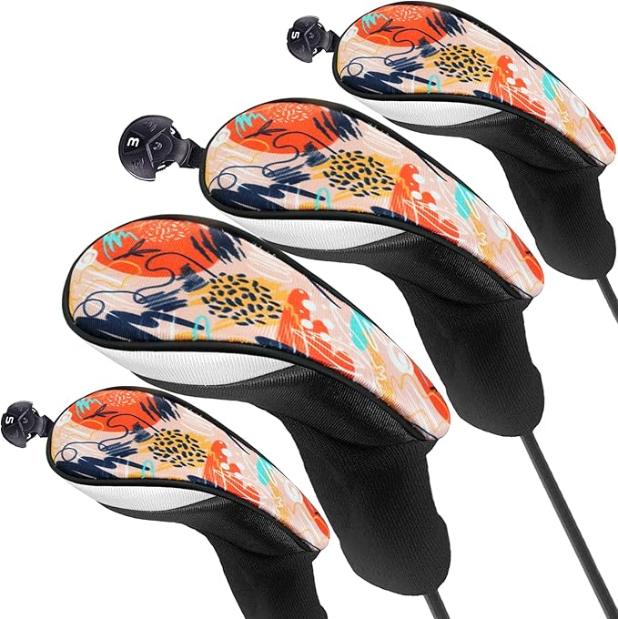 FINGER TEN Golf Club Head Covers Woods Driver Fairway Hybrid 3/4/5 Set, Headcovers Men 1 3 5 7 X Interchangeable Number Tag, Fit All Wood Clubs