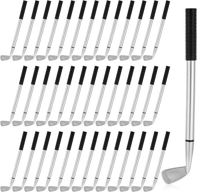 50PCS Golf Ballpoint Pen, Black Gel Ink Medium Point Pens (1.0mm) Mini Golfing Club Props Decorative Ergonomic Funny Sports for Office Coworkers Boss Dad Souvenirs
