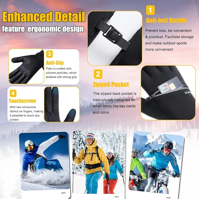 Winter Gloves for Men and Women Waterproof Gloves Thermal Sport Glove for Running Cycling Driving Hiking,Warm Touchscreen Glove for Work Outdoor