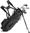 PGM 18 Pieces Men’s Golf Club Set 12pcs Clubs – Titanium #1 Driver, Draw-Biased Hybrid, High-Strength Irons, Forgiving Putter, Stand Bag with 5 Head Covers