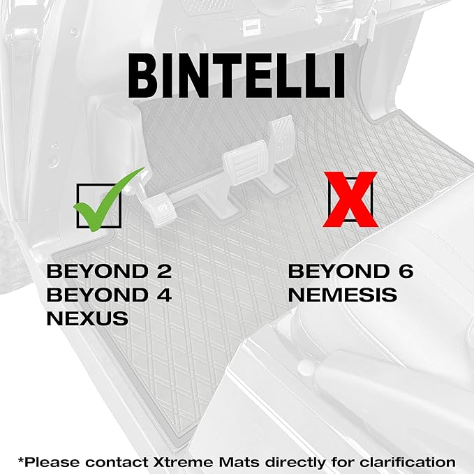 Xtreme Mats Rubber Golf Cart Mat for Bintelli Golfcars, Full Coverage Rubber Front Floor Liner Protects OEM Factory Flooring Compatible with Bintelli Beyond & Nexus (Grey Trim)