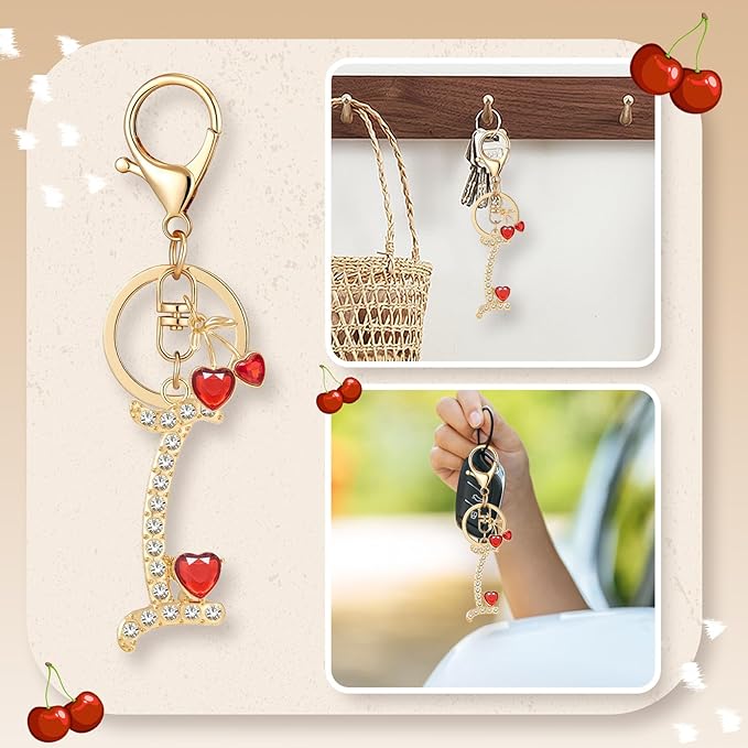 Gold Plated Alphabet Initial Letter Keyring Keychain for Women Girls Crystal Key Chains for Wallet Backpack Bag Charm