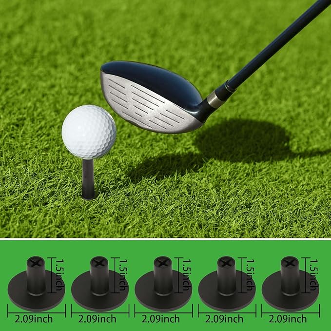 Rubber Golf Tees for Mats Adjustable Height Golf Simulator Tees,Indoor Outdoor Practice,Non-Slip Mat Tees with Holder,Compatible with Driving Range