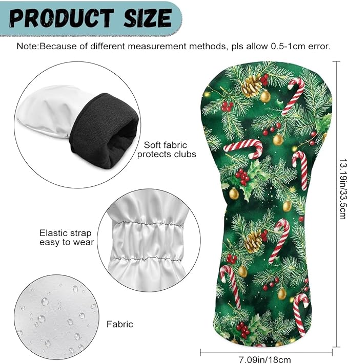 Golf Club Head Covers for Club Protective, Waterproof PU Leather Driver Fairway Wood Hybrid Head Cover