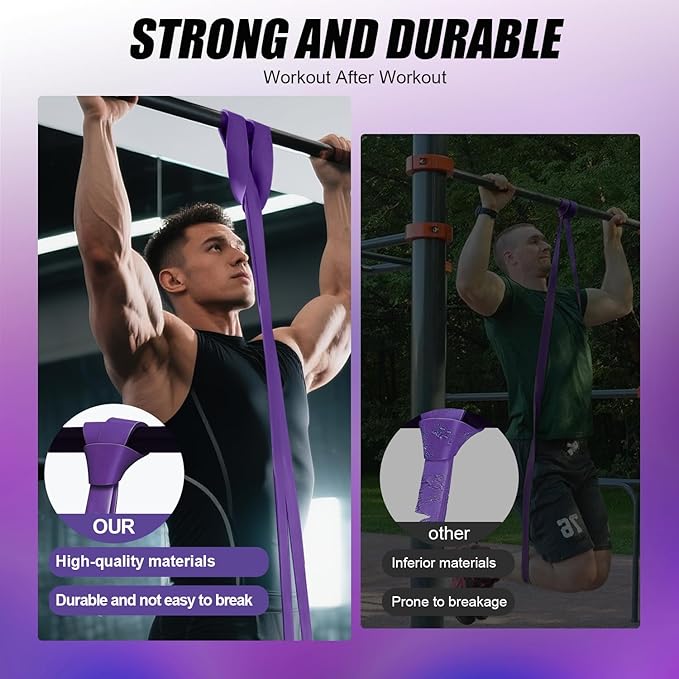 WHATAFIT Resistance Bands,Pull Up Assist Bands Set with Handles, Exercise & Workout Bands with Door Anchor for Men & Women – Home Fitness Equipment for Strength Training, Stretching