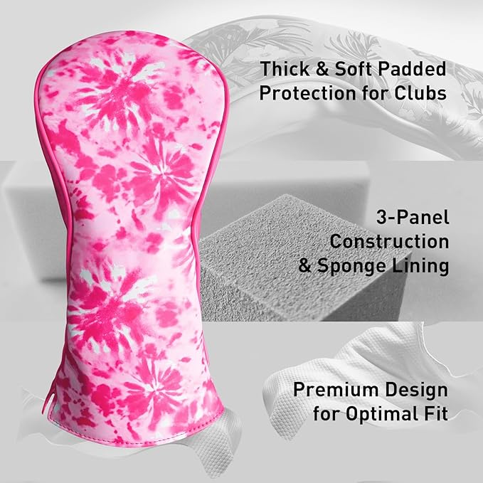 FINGER TEN Golf Club Head Covers for Woods Driver Fairway Hybrid with Interchangeable Number Tag 1 3 5 Premium Leather Headcovers for Women Men