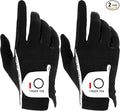 FINGER TEN Men's Golf Gloves for Right Left Handed Golfer Rain Grip Value 2 Pack, Golf Glove for Left or Right Hand Hot Wet Weather No Sweat Black Gray White Blue