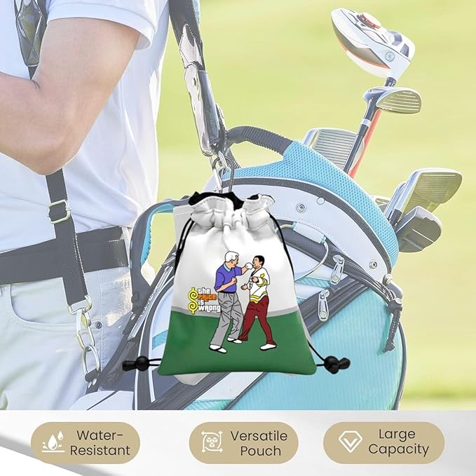 Artpreti Funny Golf Valuables Pouch,Golf Pouch Bag with Drawstrings Golf Tee Leather Tee Ball Bag for Men Women - The Price is Wrong
