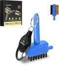 Mini Golf Brush with Nylon/Brass Bristles and Retractable Keychain - Pocket Brush Leave No Trace Clean Dual-Sided Brushes Easy to Carry(Blue) Essentials Golf Accessories for Golfer