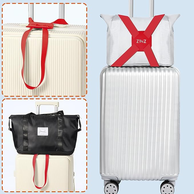 ZINZ Luggage Strap, High Elastic Suitcase Belt Adjustable Bag Bungees for Easier Travel，Red