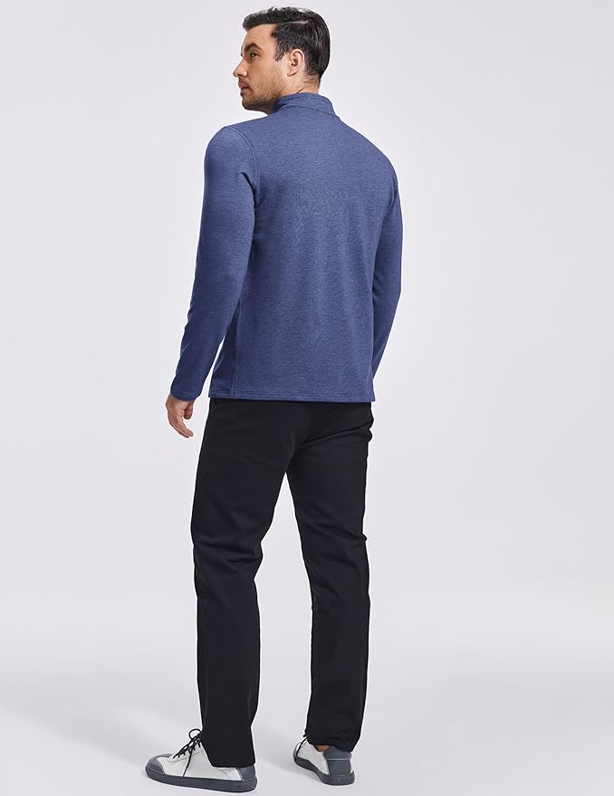 PINSPARK Men's Quarter Zip Up Pullover Mock Neck Sweatshirts Long Sleeve Golf shirts Performance Athletic Casual Workout