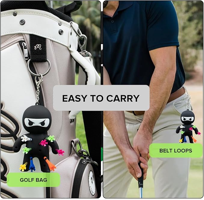Golf Tee Holder, Ninja Portable Funny Golf Tees Holder Keychain Golf Gift Golf Accessories for Men & Women