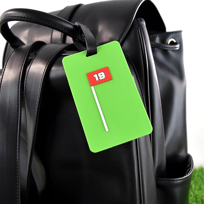 Golf Bag Tag – 19th Hole Design, Flexible & Waterproof Silicone Luggage Tag, Secure Strap for Bag Identification, Great Golf Gift for Players & Enthusiasts