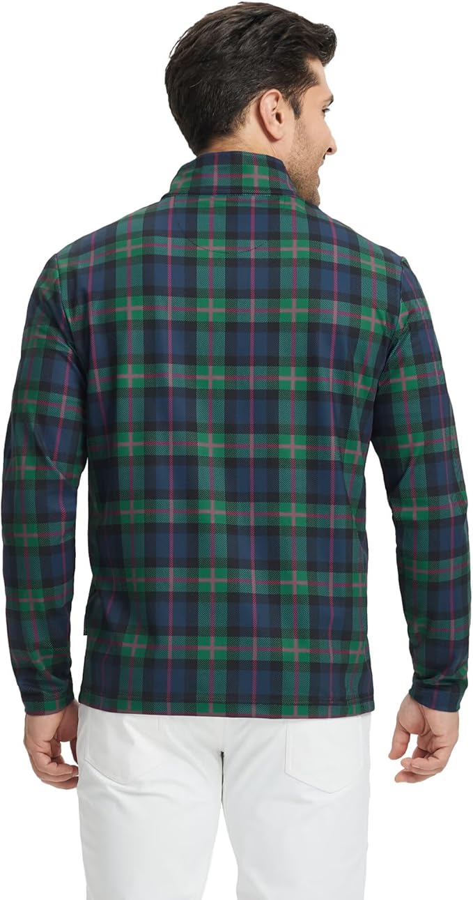 M MAELREG Quarter Zip Golf Pullover Men Dry Fit Long Sleeve Performance Wicking 1/4 Zip Full Print Pullover Mens Sweatshirt