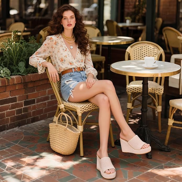 VICKI·VICKI Wedges for Women Platform Sandals Wedge Heels for Sandals Comfortable Summer Espadrille Shoes Ankle Strap&Open Toe