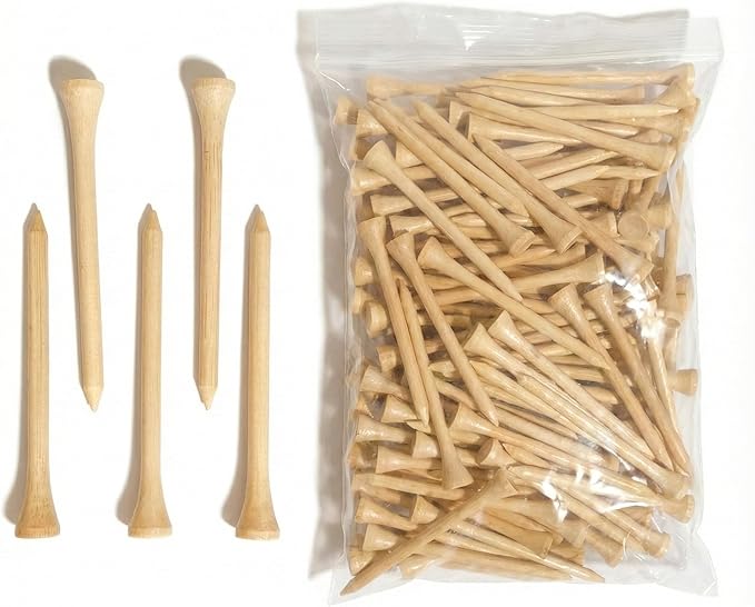 150 Pcs Bamboo Golf Tees 3 1/4 Inch, 83mm (3.25") Bamboo Tees, Friendly Biodegradable, Long and Tall Golf tees, More Durable and Stable, Ideal for Beginner