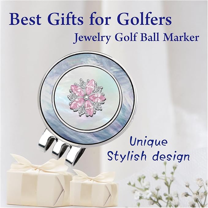 Golf Ball Marker Hat Clip with Pearl Ball Marker, Golf Gifts, Golf Accessories, Golf Ball Markers for Women