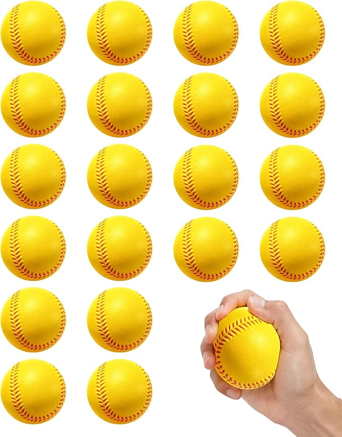 Tarutaru 20 Pack Foam Balls for Baseballs & Softballs - Soft Practice Baseballs for Hitting, Pitching, Batting Training, Indoor & Outdoor Sport Diameter 2.83in
