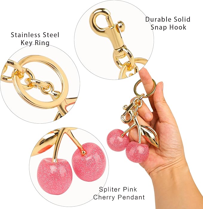 Cherry Bag Charm Purse Handbag Charm Cherry Car Accessories KeyChain Gift for Women Mothers Day Christmas Valentine