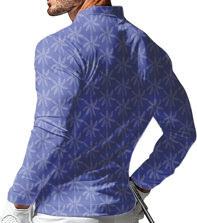 Men's Long Sleeve Golf Shirt Quick Dry 3 Button Work Fishing Outdoor Casual Collar Shirt