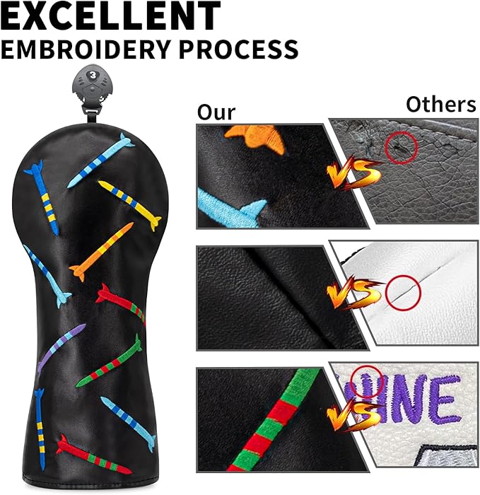 Colorful Nails Style Golf Half Mallet Putter Cover Headcover, Golf Putter Club Cover Magnetic Golf Head Covers Headcovers Club Protective Equipment