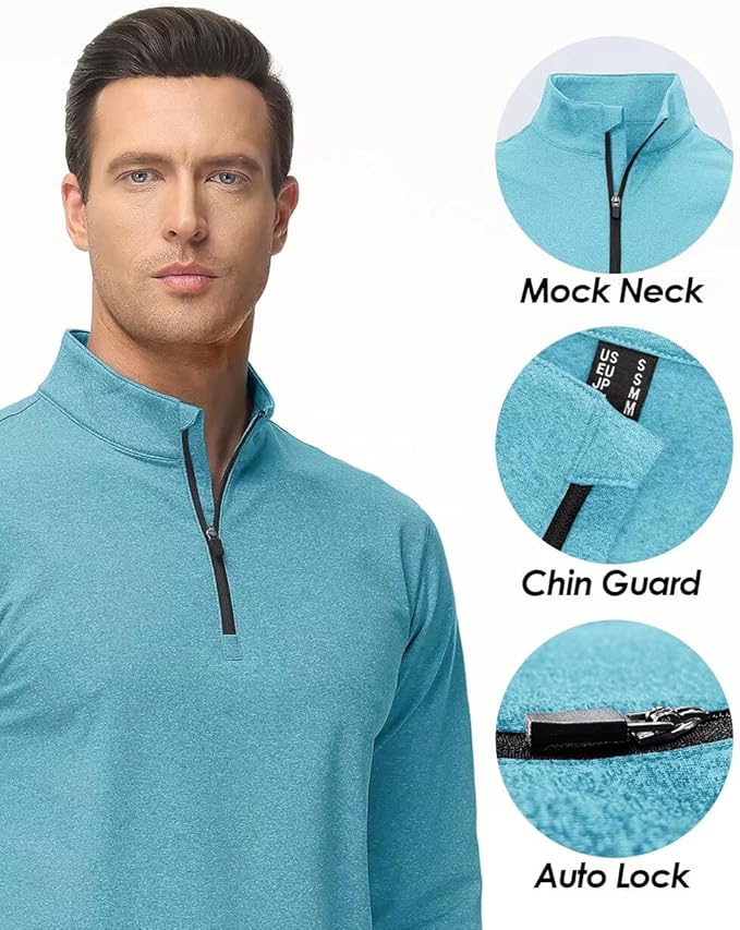 Boladeci Men's Quarter Zip Pullover Premium Fleece Lined Heather Long Sleeve Golf Shirts Midweight 1/4 Half Zip Sweatshirts