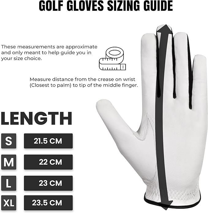 Premium Leather Classic White Golf Glove for Men Available in Left and Right Hand