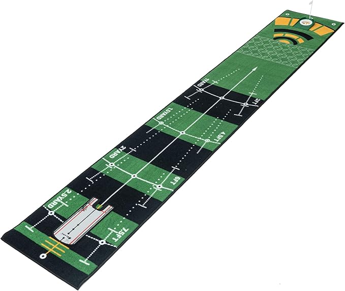 GLANC Golf Putting Practice Mat Set with Alignment Mirror & Cup, 20 in X 10 ft Training Aid Mat, Anti-Slip Backing Golf Putting Green for Indoor and Outdoor Use