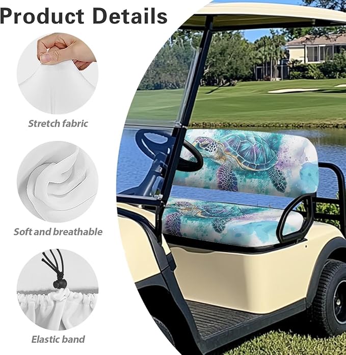 Fashion Print Golf Cart Seat Covers 2 Passenger Golf Cart Backrest Cover Golf Cart Seat Towel Gift for Friends