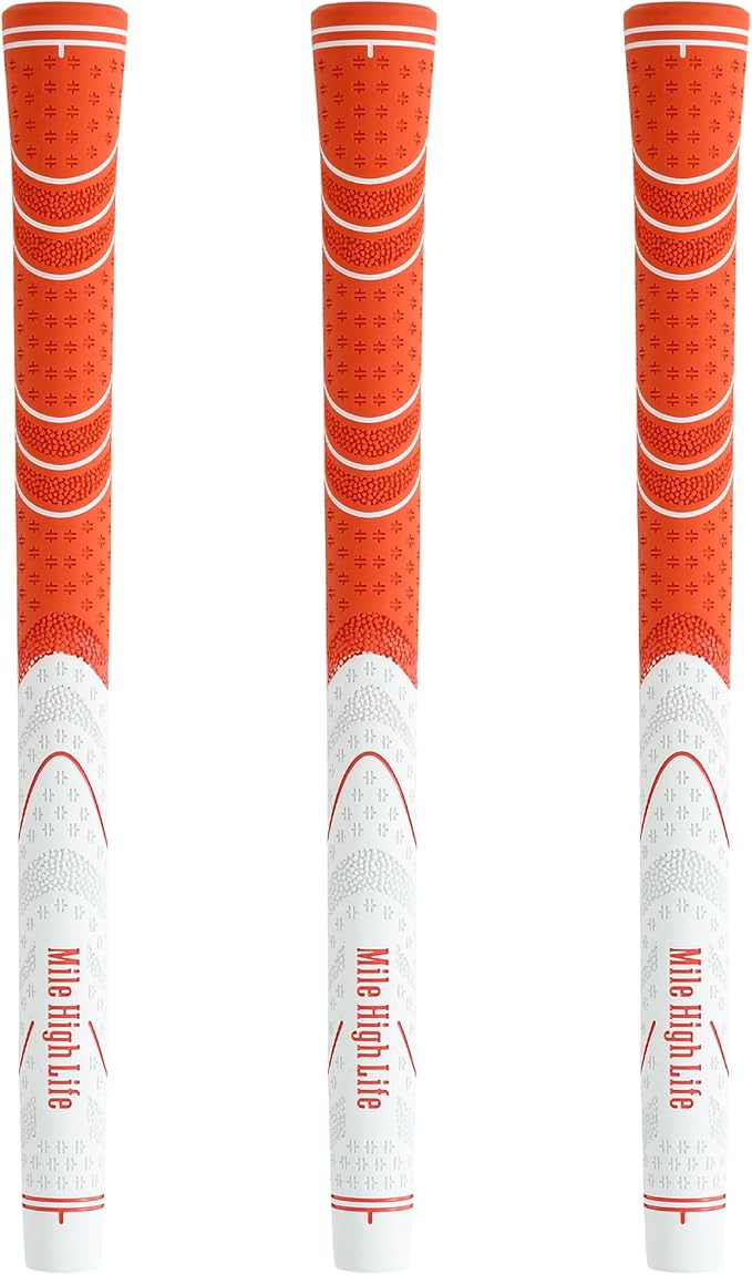 Mile High Life Golf Grips 13 Pack / 3 Pack - All-Weather Soft Rubber Golf Club Grips - High Shock Absorption, Enhanced Traction - Standard, Midsize & Jumbo Size (Core 0.58"-0.61")