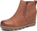 Athlefit Women's Wedge Ankle Boots Comfortable Slip On Wedge Booties