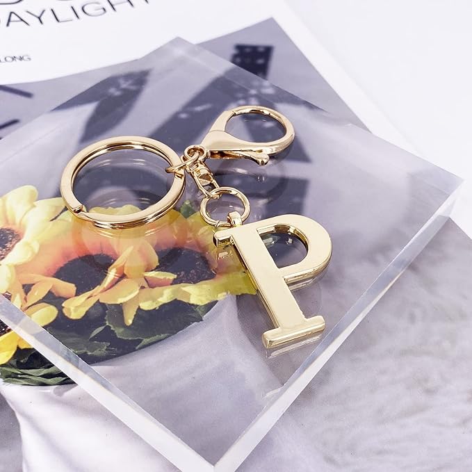 LAXPICOL Gold Letter A-Z Keychain for Women Bag Charms Purse Charms For Handbags Metal Alphabet Initial Letter Keychain