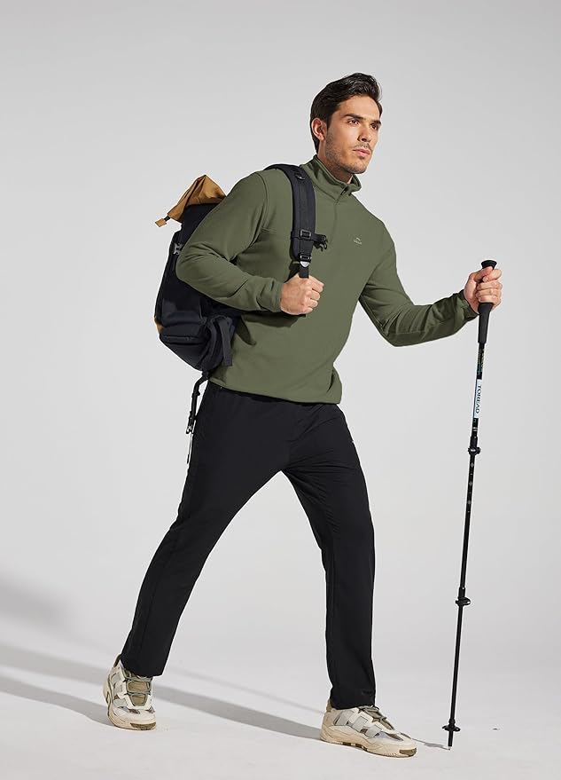 Willit Men's Fleece Pullover Winter Shirts Long Sleeve Quarter Zip Cold Weather Golf Hiking Casual Warm Shirts