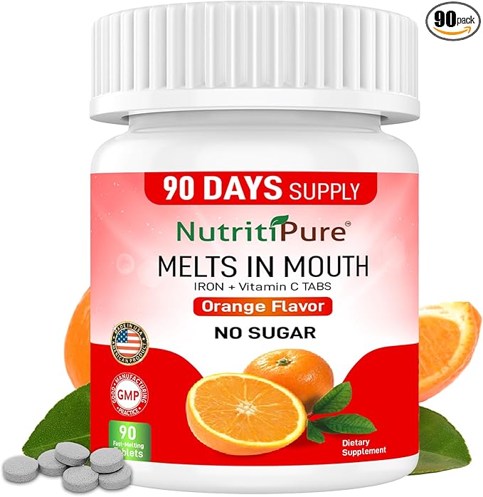 Chewable Iron Supplement for Women/Men(Carbonyl Iron 18 mg with Vitamin C 30 mg) Tablet in Orange Flavor 90 Count (1)