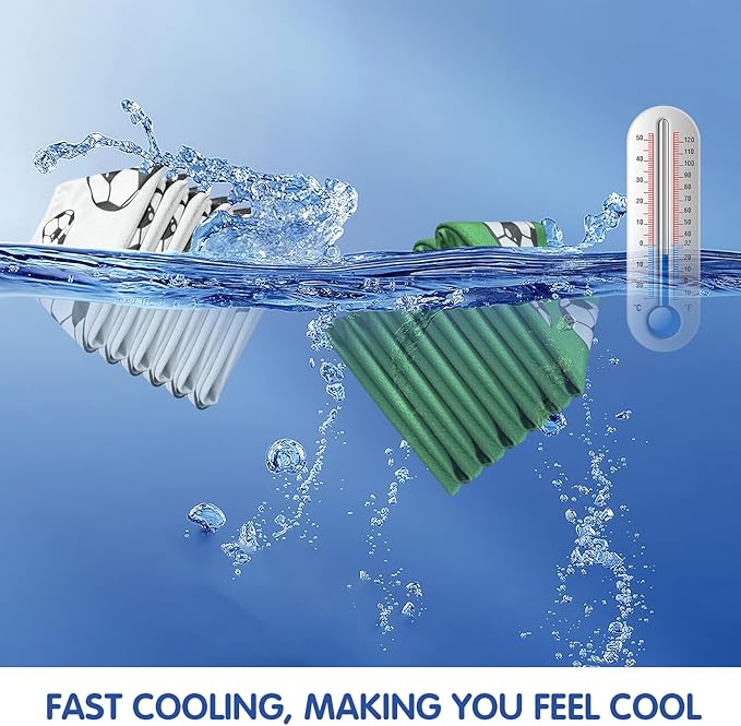 OPSO Soccer Cooling Towel Set, 40 x 12 inches, 12 Pack, Microfiber Sports Towels for Baseball, Soccer, Golf LCE Towel Microfiber Sports Towels for Player