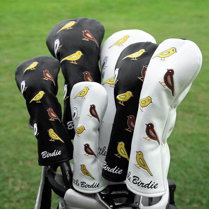 Golf Club Head Covers Birdie Driver Headcovers Fairway Wood Covers Hybrid Cover Elegant Embroidery Premium Leather Golf Mallet Blade Putter Cover