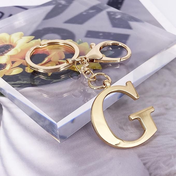 LAXPICOL Gold Letter A-Z Keychain for Women Bag Charms Purse Charms For Handbags Metal Alphabet Initial Letter Keychain