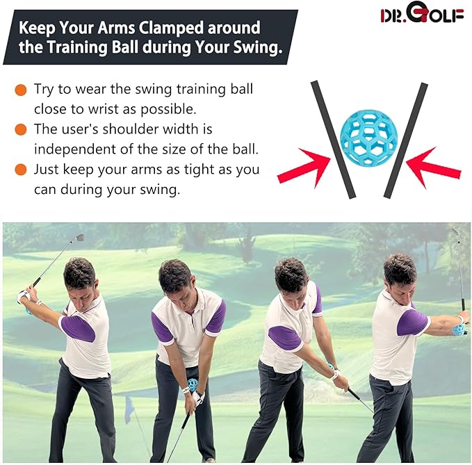 Golf Swing Trainer Aids & Tool - Patented Swing Training Ball to Correct Chicken Wing & Improve Accuracy | PGA Recommended Practice Equipment for Men & Women