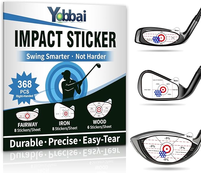 Golf Impact Tape - High-Resolution Strike Stickers for Iron, Wood & Fairway Clubs, Non-Residue, Swing Training Aid Impact Labels