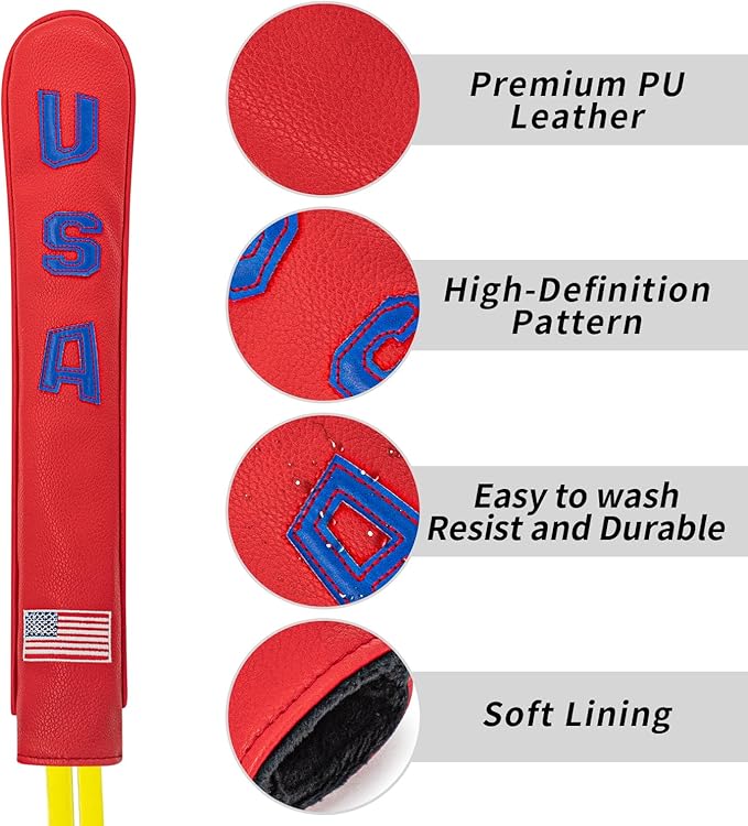 Golf Alignment Stick Cover Premium Leather Perfect Cover for Alignment Sticks Classic Blank Direction Rod Design Alignment Sticks Holder Golf Club Protector.