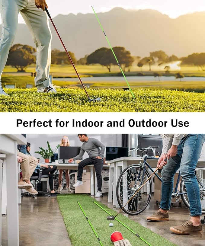 Rhino Valley Golf Alignment Sticks - 48" Collapsible Golf Practice Rods for Aiming, Putting, Full Swing Trainer, Posture Corrector with Clear Tube Case, Golf Training Equipment