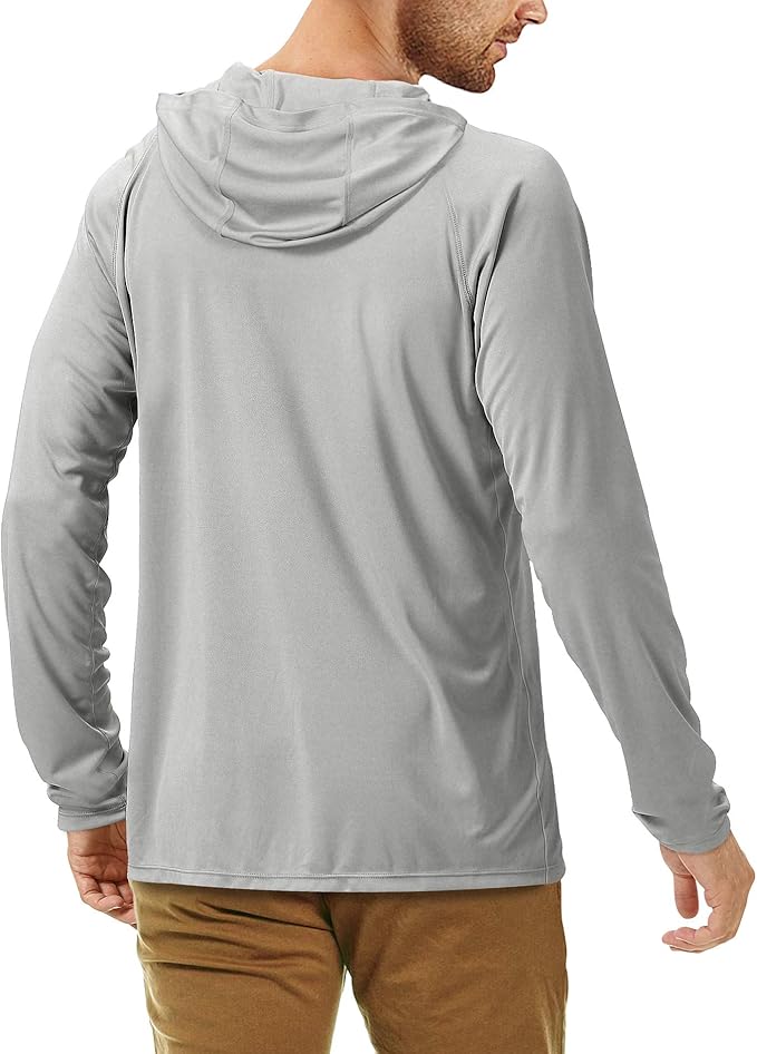 Roadbox UPF 50+ Fishing Shirts for Men, Long Sleeve UV Sun Protection Hoodie, Outdoor Hiking Running Swimming Rash Guard