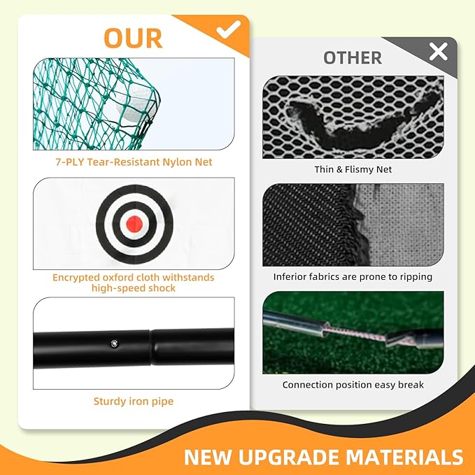 Golf Net for Backyard Driving Real Balls, 10x10x10 Ft Golf Hitting Net for Garage,Indoor/Outdoor Practice Net